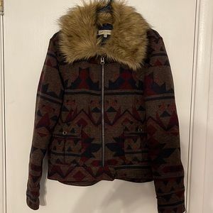 Stetson wool Jacket with removable faux fur collar